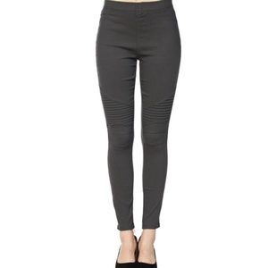 Stretch Moto Leggings with Pockets in Charcoal
